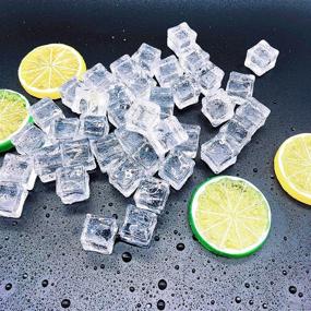 img 4 attached to 💎 AnxunJim 50 Pcs Reusable Acrylic Clear Ice Rock Crystals Fake Diamonds - Plastic Ice Cubes