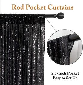 img 1 attached to Sparkling Sequin Curtains: Black, 🌟 2FTx8FT, Perfect for Photo Backdrops - 190920E