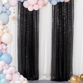 img 4 attached to Sparkling Sequin Curtains: Black, 🌟 2FTx8FT, Perfect for Photo Backdrops - 190920E