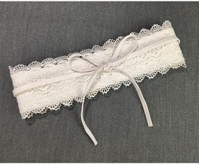 img 1 attached to OULII Women's Lace Waist Belt Boho Band with Corset Bowknot Wrap Design - White, Waistband Cinch