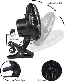 img 2 attached to Stay Cool with the Comfort Zone CZ6C 6-Inch 2-Speed Clip-On Fan: Set of 2 Fans in Sleek Black Design!