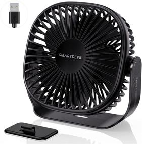 img 4 attached to 🌀 SmartDevil Small USB Desk Fan: Portable Personal Desktop Fan with 3 Speeds, Pasteable Hook, and 360° Dual Adjustment – Ideal for Home, Office, Car, and Travel (Black)