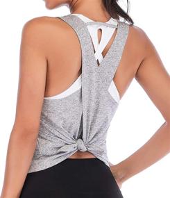 img 4 attached to 🏋️ ATTRACO Women's Open Cross Back Workout Tank Top - Loose Fit Ribbed Yoga Running Top