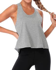 img 2 attached to 🏋️ ATTRACO Women's Open Cross Back Workout Tank Top - Loose Fit Ribbed Yoga Running Top