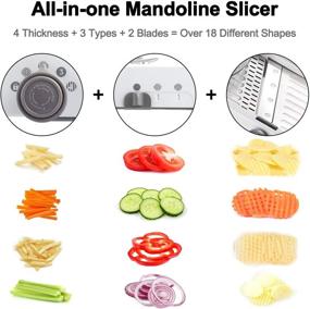 img 1 attached to 🍽️ Mandoline Slicer for Kitchen: Stainless Steel Food Slicer with 18 Types, Adjustable Thickness, and Multiple Functions - Ideal for Vegetables, Cheese, Fruits, Potatoes, Onions, and more!