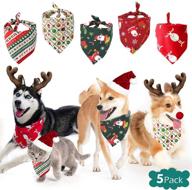 geeric christmas dog bandanas xmas dog kerchief set - 5 pack reversible cotton triangle bibs - handkerchiefs scarfs for dogs логотип