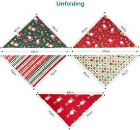 img 3 attached to GeeRic Christmas Dog Bandanas Xmas Dog Kerchief Set - 5 Pack Reversible Cotton Triangle Bibs - Handkerchiefs Scarfs for Dogs