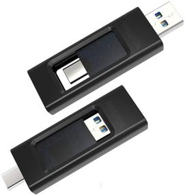 img 4 attached to 📱 Универсальный OTG USB C флеш-накопитель: 2 в 1 Type C и Type A, идеально подходит для хранения и резервного копирования фотографий, видео и файлов на смартфонах, ноутбуках, телевизорах, автомагнитолах и многом другом! (черный, 128ГБ)