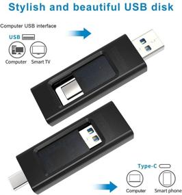 img 3 attached to 📱 Универсальный OTG USB C флеш-накопитель: 2 в 1 Type C и Type A, идеально подходит для хранения и резервного копирования фотографий, видео и файлов на смартфонах, ноутбуках, телевизорах, автомагнитолах и многом другом! (черный, 128ГБ)