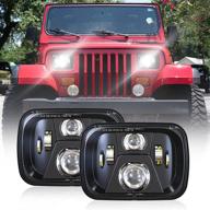 светодиодные фары bicyaco 5x7 дюймов для jeep wrangler yj и cherokee xj - h4 plug h6054 110w габаритный фонарь h5054 6054 6052 с высоким / низким лучом логотип