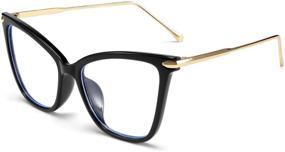 img 3 attached to 👓 Stylish FEISEDY Oversized Cat Eye Glasses Frame with Blue Light Blocking Technology for Women - B2589