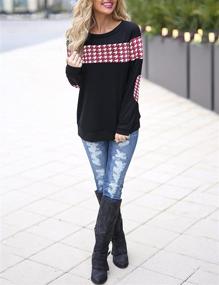 img 3 attached to 👚 Stylish Color Block Plaid Shirt with Elbow Patches for Women – Blooming Jelly Pullover Top