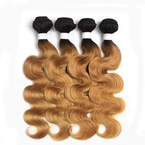 img 1 attached to 🔥 Волосы X-TRESS 100% Human Hair Extension Bundle - Омбре Медовый Блонд Бразильская Волна, T1B/27, 20 дюймов.