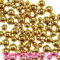 🔸 greatdeal68: 200 pcs gold acrylic faux round shiny half pearls - 3mm to 6mm mix sizes, with free rhinestone samples logo