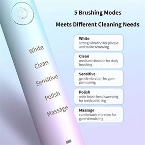 img 1 attached to 🦷 YUNCHI Y7 Electric Toothbrush - Rechargeable Sonic Toothbrush for Adults & Kids, 10 Dupont Brush Heads Included, 5 Modes and Fast Charge for 30 Days, 40,000 VPM Motor & 2-Minute Timer, Green