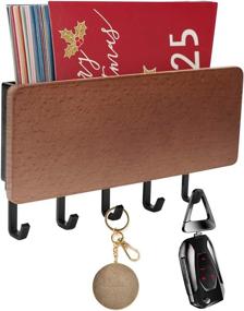 img 4 attached to 🔑 WINCANG Wall Key Holder with 5 Hooks - 7 Inch Mini Wall Mount Organizer for Mail, Letters, and Keys - Entryway, Kitchen, Bathroom, Door, Home Decor - Brown (Black)