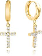 dainty hypoallergenic huggie hoop earrings for women - evil eye butterfly cross lightning charm, cute drop dangle earrings with cz - ideal for girls, in 18k gold logo