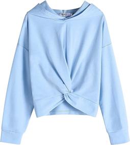 img 4 attached to 👕 Hoodie Sweatshirt for Girls: Tie Dye Twist Front, Casual, Loose Long Sleeve Crop Top Pullover, Cute Clothes for a Hopeac Look