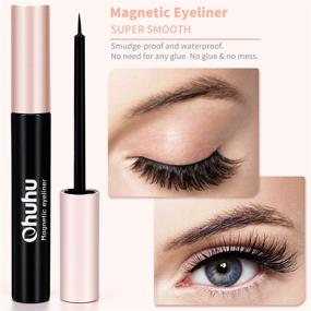 img 3 attached to Ohuhu Magnetic Eyelashes with Eyeliner Kit - 6 Pairs of Different Reusable 5D Magnetic Eyelashes, Magnetic Eyeliner, Tweezer - Natural-Looking Magnetic False Lashes Set for Women, No Glue Needed