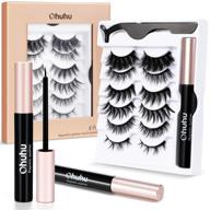 ohuhu magnetic eyelashes with eyeliner kit - 6 pairs of different reusable 5d magnetic eyelashes, magnetic eyeliner, tweezer - natural-looking magnetic false lashes set for women, no glue needed logo