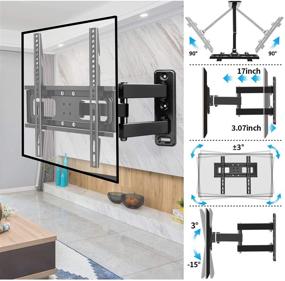 img 3 attached to 📺 Versatile Full Motion TV Wall Mount with Level & Height Adjustment, Tilts and 90° Rotation - Perfect for 32-60 Inch Flat Curved TVs up to 77 lbs, Max VESA 400x400