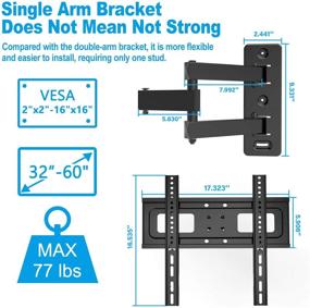 img 1 attached to 📺 Versatile Full Motion TV Wall Mount with Level & Height Adjustment, Tilts and 90° Rotation - Perfect for 32-60 Inch Flat Curved TVs up to 77 lbs, Max VESA 400x400