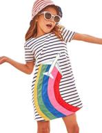 👗 hileelang little girls cotton dress - short sleeves casual summer striped basic shirt jumpskirt playwear dresses logo