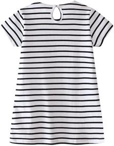 img 2 attached to 👗 HILEELANG Little Girls Cotton Dress - Short Sleeves Casual Summer Striped Basic Shirt Jumpskirt Playwear Dresses