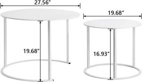 img 3 attached to 🏺 HollyHOME Modern Round Side Table Set of 2 for Living Room Decor, Nesting Tea Table with Metal Frame, Contemporary Accent Coffee and Snack End Table, 27.56" x 19.69" and 19.69" x 15.75", White