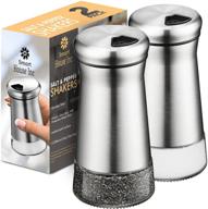 🧂 stainless steel and glass salt and pepper shaker: adjustable pour holes - set of 2 bottles by smart house inc - spice dispenser gift set logo