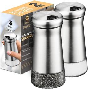 img 4 attached to 🧂 Stainless Steel and Glass Salt and Pepper Shaker: Adjustable Pour Holes - Set of 2 Bottles by Smart House Inc - Spice Dispenser Gift Set