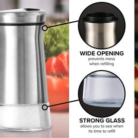 img 2 attached to 🧂 Stainless Steel and Glass Salt and Pepper Shaker: Adjustable Pour Holes - Set of 2 Bottles by Smart House Inc - Spice Dispenser Gift Set