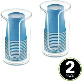 img 3 attached to mDesign Compact Paper Cup Dispenser - Convenient Bathroom Vanity Storage for Rinsing Cups - 2 Pack, Clear