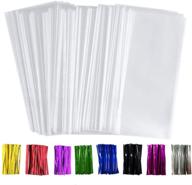 🛍️ belinlen 300 pack 4” x 9” treat bags plastic opp bags: multi-purpose with bottom gusset, 1.4 mils thickness, 300 colorful twist ties included logo