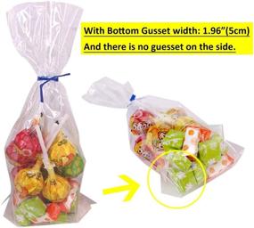 img 3 attached to 🛍️ Belinlen 300 Pack 4” x 9” Treat Bags Plastic OPP Bags: Multi-purpose with Bottom Gusset, 1.4 mils Thickness, 300 Colorful Twist Ties Included