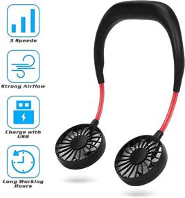 img 3 attached to 🌀 OPOLEMIN Hands Free Portable Neck Fan - Stay Cool Anywhere with Rechargeable Personal Body Fan, Adjustable Face Fan, USB Neck Fan for Home Office Travel Sports Indoor Outdoor Activities (Black)
