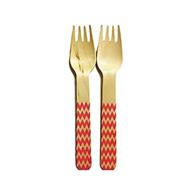 perfect stix chevron forks 158 36-pink printed wooden forks with pink chevron pattern logo