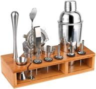 olebes bartender kit, 13-piece home bar cocktail shaker bar set with elegant bamboo stand, premium stainless steel bar tool set, perfect for drink mixing at home logo