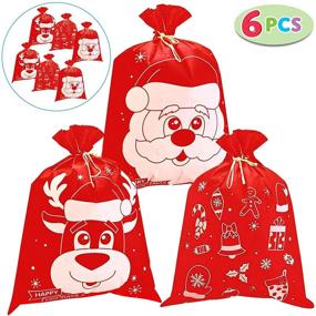 img 3 attached to 🎁 Jumbo Fabric Reusable Gift Bags - Perfect for Big Holiday Presents and Gifts - 6 Giant Christmas Wrapping Bags (36” x 44”) - Ideal for the Christmas Season!