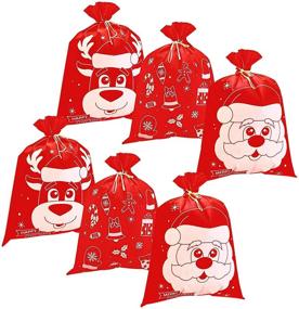 img 4 attached to 🎁 Jumbo Fabric Reusable Gift Bags - Perfect for Big Holiday Presents and Gifts - 6 Giant Christmas Wrapping Bags (36” x 44”) - Ideal for the Christmas Season!