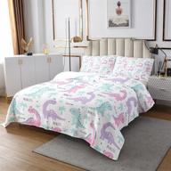 🦖 erosebridal dinosaur bedspread - pink purple dinos bedding set for kids girls - cartoon coverlet set in jurassic series - lovely cute animals quilt - child room decor with 1 pillow case - twin size logo