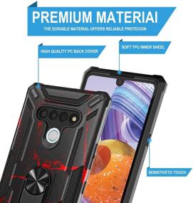 img 2 attached to GORGCase for LG Stylo 6: Dual Layer Anti-Scratch Protective Cover with Tempered Glass Screen Protector and 360° Rotating Ring Stand - Red Marble Design