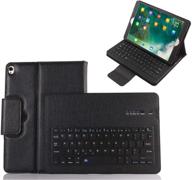 detachable wireless keyboard case for ipad 10.2 (7th gen) 2019/ipad air 10.5 (3rd gen)/ipad pro 10.5 2017, magnetic multiple-angle leather folio cover in black logo