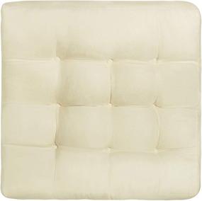 img 4 attached to Square Floor Pillow - Thick Tufted Seat Cushion for Meditation and Yoga in Beige, Ideal for Seating on Floor and Living Room