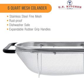 img 2 attached to U.S. Kitchen Supply - Premium Stainless Steel Oval Colander with Fine Mesh Basket - 6 Quart Capacity - Rubber Grip Handles - Strain, Drain, Rinse! Perfect for Fruits and Vegetables