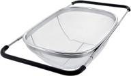 u.s. kitchen supply - premium stainless steel oval colander with fine mesh basket - 6 quart capacity - rubber grip handles - strain, drain, rinse! perfect for fruits and vegetables logo