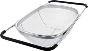 img 4 attached to U.S. Kitchen Supply - Premium Stainless Steel Oval Colander with Fine Mesh Basket - 6 Quart Capacity - Rubber Grip Handles - Strain, Drain, Rinse! Perfect for Fruits and Vegetables