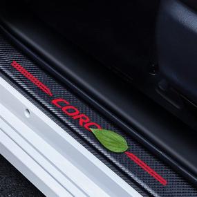 img 2 attached to 🚗 AOMSAZTO 4Pcs Car Door Sill Protector for Toyota Corolla: Carbon Fiber Vinyl Scuff Plate Sticker - Red