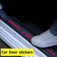 🚗 aomsazto 4pcs car door sill protector for toyota corolla: carbon fiber vinyl scuff plate sticker - red logo