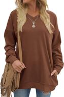 👚 women's oversized v neck sweatshirts with long sleeves and pockets логотип